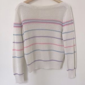 *LAST CALL - DONATING* Vintage Boatneck Sweater with Pastel Stripes